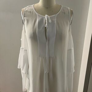 White cold shoulder blouse